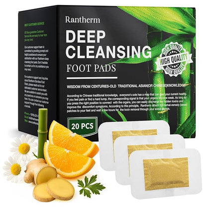 Foot Patches Pads for Deep Cleansing: Feet Patches Bamboo Wood Vinegar Ginger Foot Pads for Promoting Sleeping 20 Packs