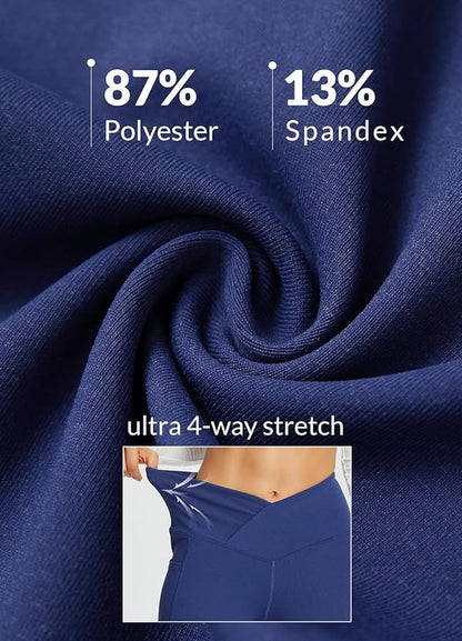 baleaf Women's V Crossover Flare Leggings with Pockets Yoga Pants High Waist Casual Workout Gym Bell Bottom Leggings