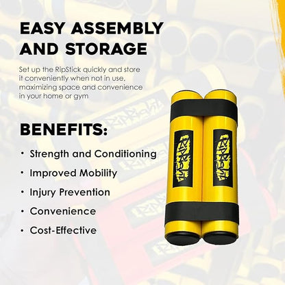 RipStick, Workout Equipment for Joint Rehab, Shoulder and Resistance Training, Muscle Building and Core Workout Equipment with 6 Adjustable Resistance Bands