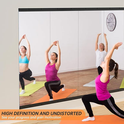 Hasipu 94''x39'' Home Gym Mirror Large Full Length Wall Mounted Full Body Mirror for Yoga Dance Fitness Exercise Studio Bedroom Garage, Frameless Tempered Glass Workout Mirrors Black Rectangular
