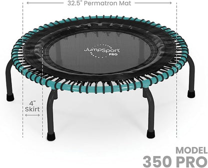 JumpSport 350 PRO Indoor Heavy Duty Fitness Trampoline, 39-inch | 36 Premium EnduroLast 4 Elastic Cords | Customized Bounce with 7 Settings | 300 lb Wt. Rating | 60-Day Free Trial to 350+ Videos