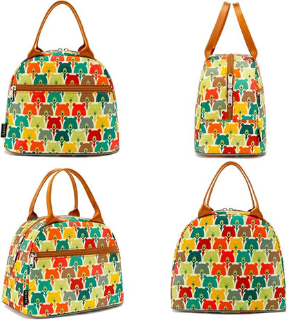 FlowFly Insulated Lunch Cooler Bag - Tote Bag Organizer for Women/Men, Bear