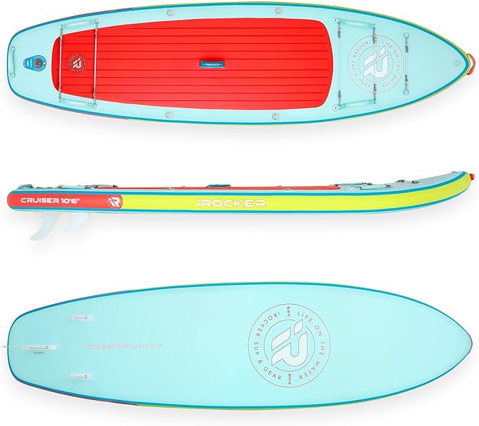 iROCKER Cruiser 7.0 Inflatable Stand Up Paddle Board Premium SUP and Accessories - Beginner Friendly - Extra Wide Base - Tandem Capable