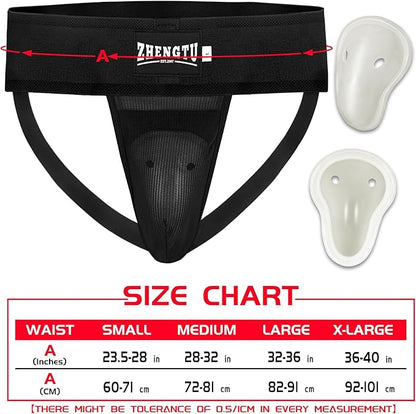 Groin Protector Cup Kickboxing Boxing Muaythai MMA Groin Guard, Jockstrap Karate Training, BJJ Protection, Soccer, Basketball Removable TPE Cup with Silicone Cushioning