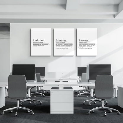 Inspirational Canvas Painting Wall Art -EPHANY ART - Mindset Quotes Prints, Ambition Letters Poster, Motivational Wall Art, Success Framed Entrepreneur Poster, Positive Quotes Wall Poster for Home Office Workplace (L-3pcs,12x16inchx3pcs)