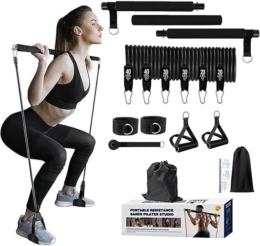 15Pcs Pilates Bar Kit with 180Pounds Resistance Band