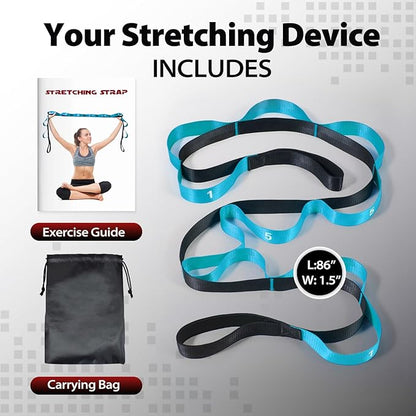 Stretching Strap with 10 Loops-Yoga Strap for Physical Therapy,Home Workout,Pilate & Flexibility Training,Non Elastic Exercise Stretch Band for Hamstring,Leg Stretcher Belt,Flexibility Fascia