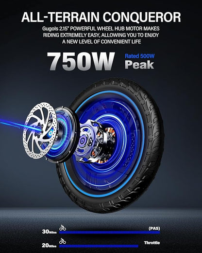 2 Seater Electric Bike for Adults,Mini Bike 500/750 Motor,28MPH,48V/15AH Removable Battery,25-30Miles 16" Fat Tire Commuter Ebike,Full Suspension Foldable Electric Bicycles for Adults Teens