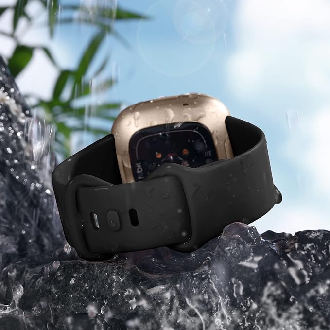 Getino Compatible with Fitbit Sense 2/ Sense Bands/Versa 4/ Versa 3 Bands Women Men, Silicone Sport Accessories, Band for Fitbit Sense/Sense 2/ Versa 4/ Versa 3 Watch, Small Black/Plum/Rose/Teal