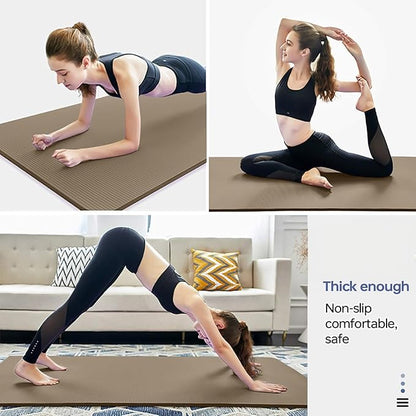 Thick Yoga Mat Non Slip, Large Size 72" L x 32" W x 0.6" TH, Premium Exercise & Fitness Mat with Carrying Strap and Bag, Workout Mats for Home