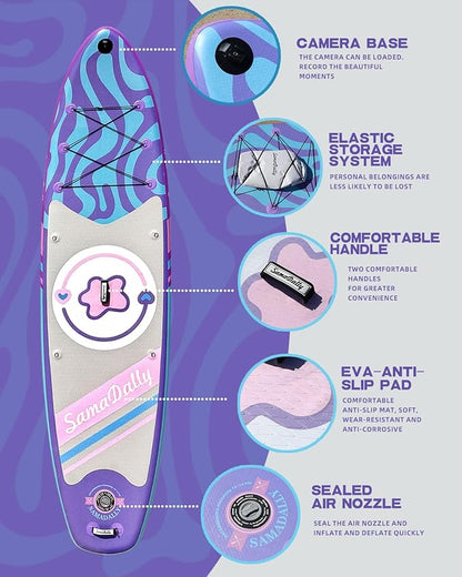 11'Stand Up Paddle Boards Surf Control with Premium SUP Board Accessories Backpack & Removable Fins, 34" Wide Inflatable Paddle Boards of All Skill Levels