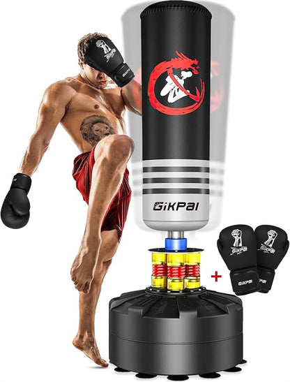 GIKPAL Freestanding Punching Bag with Boxing Gloves, Heavy Boxing Bag with Stand for Adult, Kickboxing Bag for MMA Martial Arts Boxing Traning