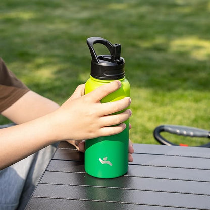 22oz Stainless Steel Bottles with 3 Lids Sport Insulated Water Bottle,Bamboo Grove