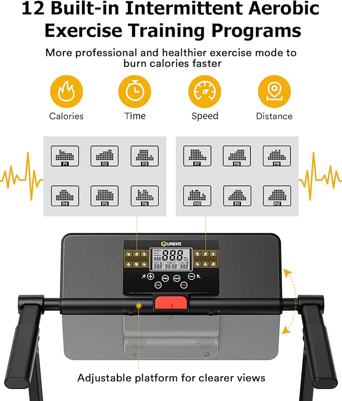 UREVO Treadmill with Desk Workstation, Walking Pad Treadmills for Home Office, Under Desk Compact Design Treadmill with HIIT Programs, Remote Control, LED Display