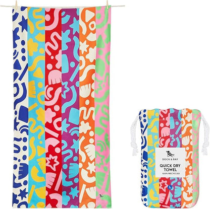Dock & Bay Quick Drying Towel - for Sports & Gym - Compact, Lightweight - 100% Recycled - Includes Bag - Power of Positivity, Medium (130x70cm, 51x27)
