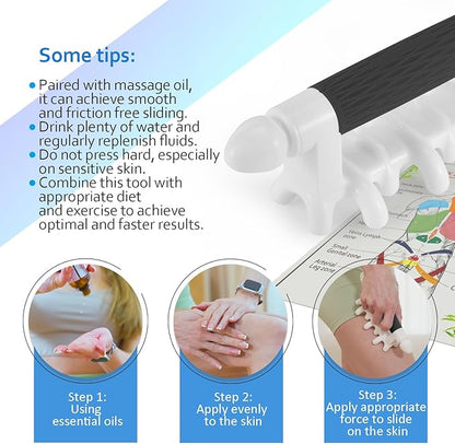 Fascia Massage Tool Myofascial Release Blaster Tools for Anti-Cellulite Skin Soothing Lymphatic Drainage Trigger Point Deep Tissue Neck,Shoulder,Lower Back,Psoas,Thighs,Butt & Full Body(Black)