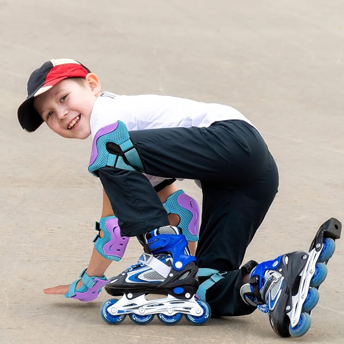 BOSONER Kids/Youth Knee Pad Elbow Pads Guards Protective Gear Set for Roller Skates Cycling BMX Bike Skateboard Inline Skatings Scooter Riding Sports