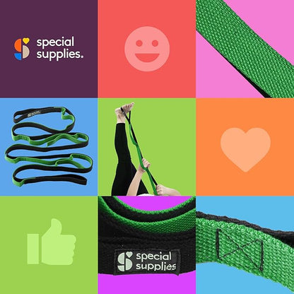 SPECIAL SUPPLIES Yoga Strap for Stretching, Stability Training, Fitness, Flexibility, Physical Therapy, Home Workout Equipment, Strength Training, and Pilates (Green)