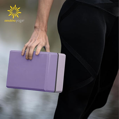 Sunshine Yoga 4" Striped Yoga Block, 10 Pack Bulk EVA Foam Yoga Blocks, Firm and Supportive Yoga Brick, Balance Foam for Stretching, Pilates, and Workout, 4" x 6" x 9"