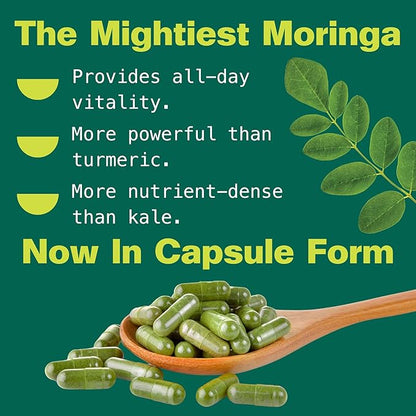Kuli Kuli Organic Moringa Capsules [60 Count] - Premium Moringa Leaf Powder Capsules - Nutrient-Dense Superfood for Energy, Vitality, and Wellness