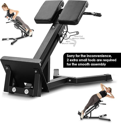 FANATICS Roman Chair Back Extension Machine Hyperextension Bench Reverse Hyper Lower Back Exercise Equipment Multi-Functional Core and Glute Workout Bench for Home Gym
