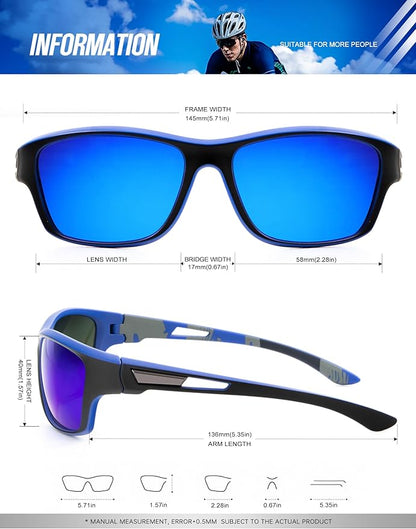 KALIYADI Polarized Sunglasses for Men, Sports Sun Glasses for Driving Cycling Fishing with UV protection