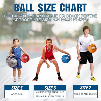 Jenaai 6 Pcs Rubber Basketballs Official Size Bulk Streetballs Multicolor Basket Balls with Pump Plain Basketball Set for Adult Youth Gifts Indoor Outdoor Training Games