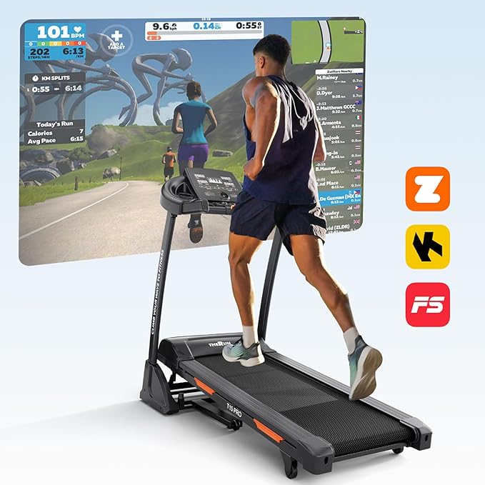 THERUN Incline Treadmill for Running and Walking, 300 lbs Weight Capacity Folding Treadmill with 0-15% Auto Incline, Wide Belt, 3.5HP, App, Heart Rate
