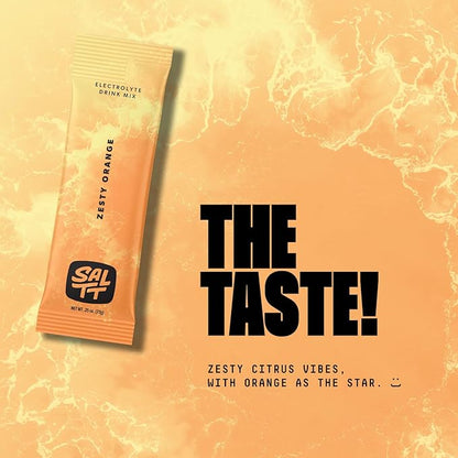 Keto Chow SALTT Electrolytes Powder Packets, Zesty Orange (30 Hydration Packets) - Magnesium, Potassium, Sodium, Trace Minerals - Vegan, Sugar Free, Gluten Free - Travel Essentials - Made in USA