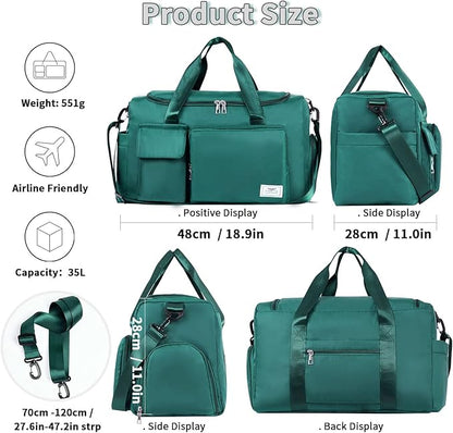 FIORETTO Women's Gym Duffle Bag with Shoes Compartment, 37L Capacity, Ideal for Travel, Gym, Sports, Duffel, Weekender