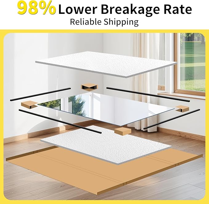 Home Gym Mirror - 60x40 Inch, 3PCS Frameless Tempered Glass Full Body Mirror for Wall Mount - Ideal for Yoga, Workout, Bedroom, Dance Studio (Silver)