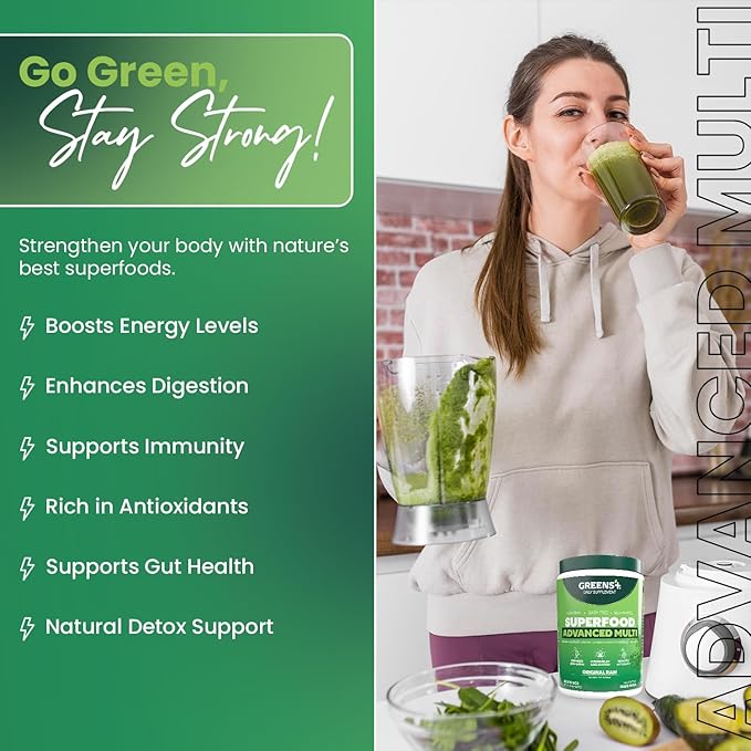 Greens+ Advanced Multi Raw Superfood | Essential Blend of Raw Foods, Superfruits and Sea Vegetables Powder | Vegan | Dietary Supplement | Non GMO, Soy Dairy & Gluten-Free | Size 9.4oz