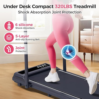 Walking Pad Treadmill with Handle Bar, 3.5HP Compact Electric Walking Pads Treadmills with Handles for Home Apartment Small, 0.6-10MPH Portable Foldable Folding Small Treadmill Home, 400LBS Capacity