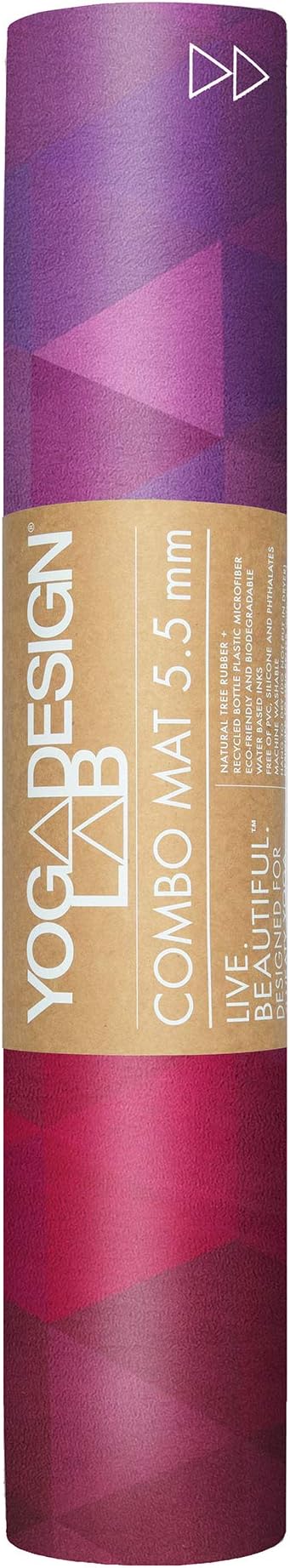 YOGA DESIGN LAB | The Combo Yoga Mat | 2-in-1 Mat+Towel | Eco Luxury | Ideal for Hot Yoga, Power, Bikram, Ashtanga, Sweat | Studio Quality | Includes Carrying Strap!