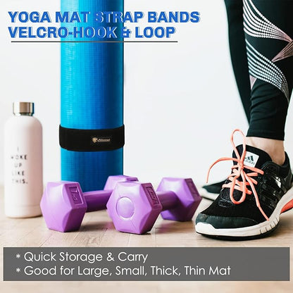 Aolamegs Yoga Mat Strap,Heavy Duty Bungee Straps Band,Wrap Organizer for Yoga Mat/Workout/Exercise(20" L x 2" W)