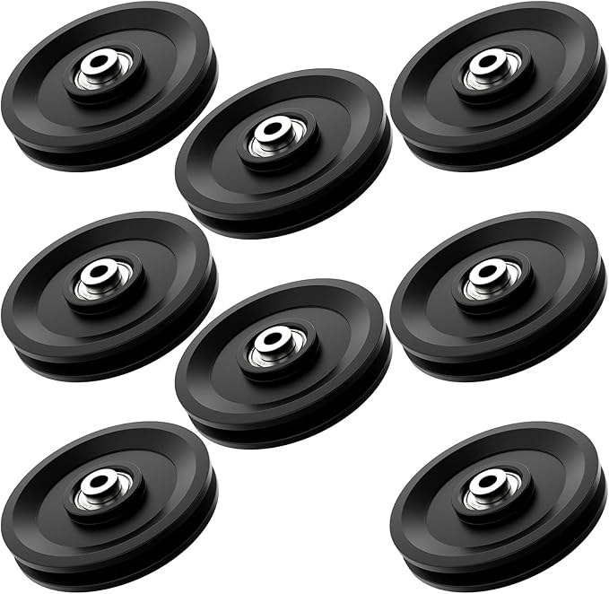 114mm/4.5" Universal Nylon Bearing Pulley System, Gym Workout Cable Pulley Wheel & Weight Attachment Replacementfor Home Gym, Pulldown Smith Machine, Garage Lifting Equipment