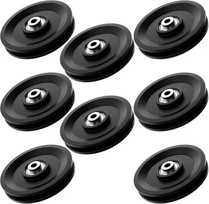 114mm/4.5" Universal Nylon Bearing Pulley System, Gym Workout Cable Pulley Wheel & Weight Attachment Replacementfor Home Gym, Pulldown Smith Machine, Garage Lifting Equipment