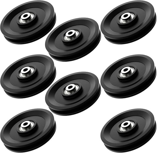 114mm/4.5" Universal Nylon Bearing Pulley System, Gym Workout Cable Pulley Wheel & Weight Attachment Replacementfor Home Gym, Pulldown Smith Machine, Garage Lifting Equipment