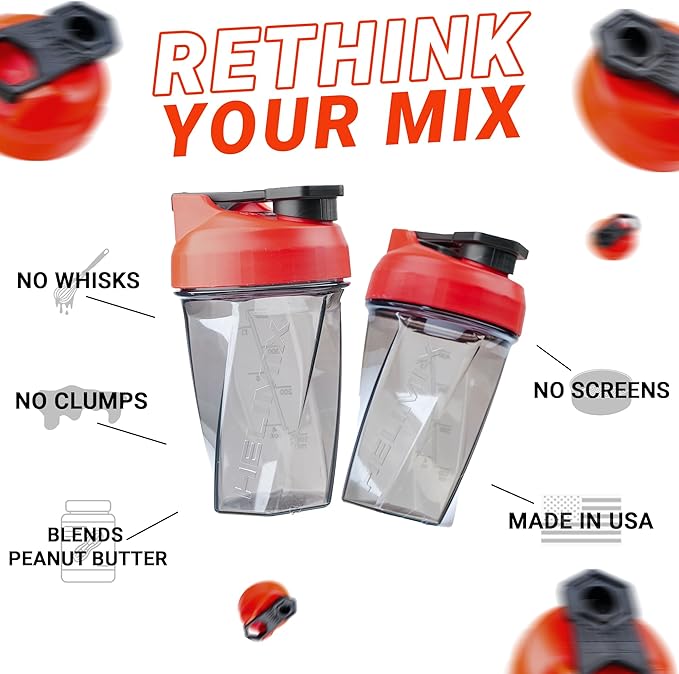 HELIMIX 1.5 Vortex Blender Shaker Bottle Holds Upto 20oz | No Blending Ball or Whisk | USA Made | Portable Pre Workout Whey Protein Drink Shaker Cup | Mixes Cocktails Smoothies Shakes | Top Rack Safe