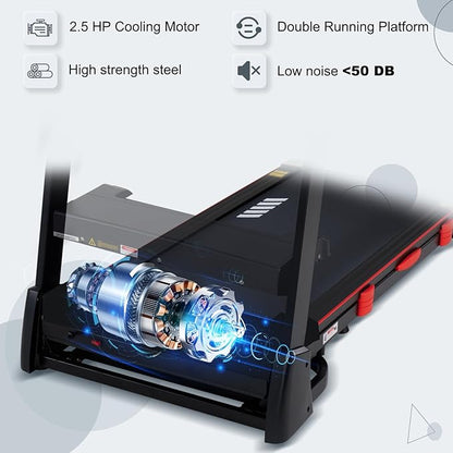 Treadmills for Home, 15% Auto Incline, 0.5-10 MPH, 18" Belt, 3 HP, 350lb Capacity, Foldable, Bluetooth App