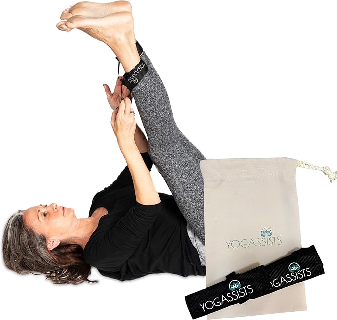 Stretch Straps for Yoga & Stretching - Increase Reach & Hold Poses Longer - Straps Stay w/You During Your Flow - Lightweight, Durable & Compact (2 Straps)
