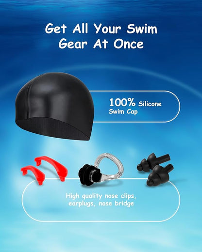 Kids Swim Goggles, Anti-fog and UV Protection with Swim Cap for Age 3-15 Youth Boys Girls Toddler