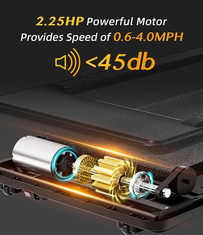 2 in 1 Folding Treadmill, Smart Walking Running Machine with Bluetooth Audio Speakers, Installation-Free，Under Desk Treadmill for Home/Office Gym Cardio Fitness