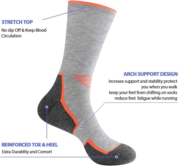 JOYNÉE 5/10 Pairs Mens Lightweight Athletic Crew Socks Cushioned Breathable Long Socks for Sports Running