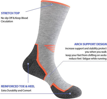 JOYNÉE 5/10 Pairs Mens Lightweight Athletic Crew Socks Cushioned Breathable Long Socks for Sports Running