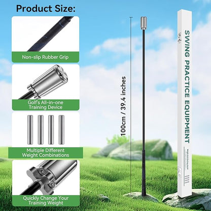 Golf Swing Trainer Aid, Weighted Golf Grip Trainer for Improve Swing Speed and Chipping Hitting, Adjustable Weight System for Golf Speed Training Warmup Aid for Men and Woman