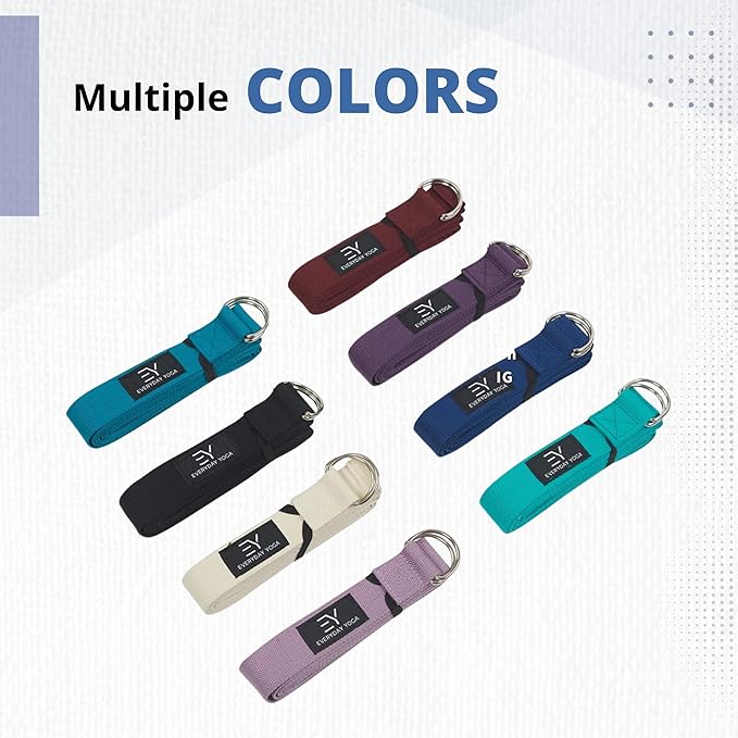 Everyday Yoga Super Strong Strap with Metal D-ring Buckle - Improve Flexibility, Stretching, and Physical Therapy Fitness.