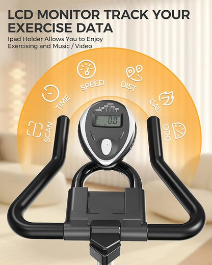 pooboo Exercise Bike, Adjustable Magnetic/Brake Pad Resistance Silent Belt Drive, Indoor Cycling Bike for Home Cardio, Fitness Stationary Bike with 350lbs/300lbs Weight Capacity &Upgraded Version Seat