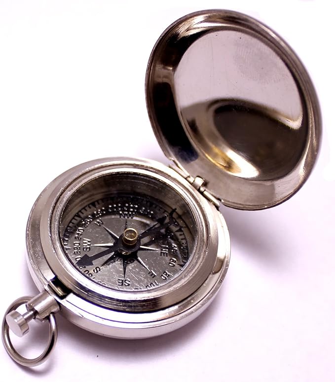 1.75" Classic Pocket Antique Style Camping Chrome Compass