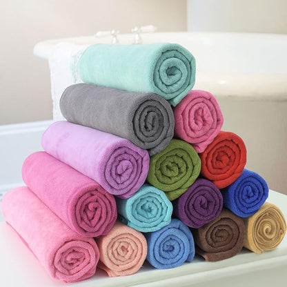 JML Microfiber Towels, Bath Towel Sets (6 Pack, 27" x 55") - Extra Absorbent, Fast Drying, Multipurpose for Bath, Swimming, Fitness, Sports, Yoga, Dark Blue/Green/Pink